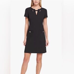 ▪️ NWT Tommy Hilfiger Grommeted Scuba Crepe Black
Midi Sheath Dress Women's Sz 2
